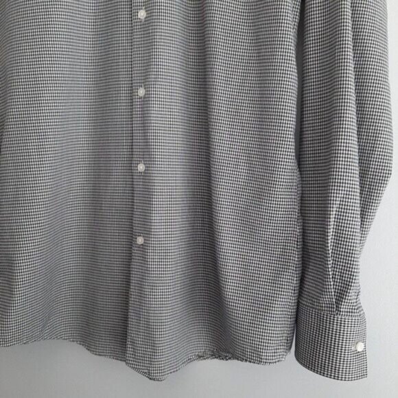 BOSS Jason Slim Fit B&W Checkered Pattern Button Down Shirt Men's Sz 16 1/2 - Picture 6 of 12